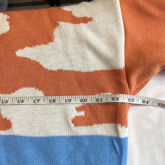 ASOS DESIGN tropical orange, blue, black and white Crewneck sweater SZ 8 - Picture 8 of 10